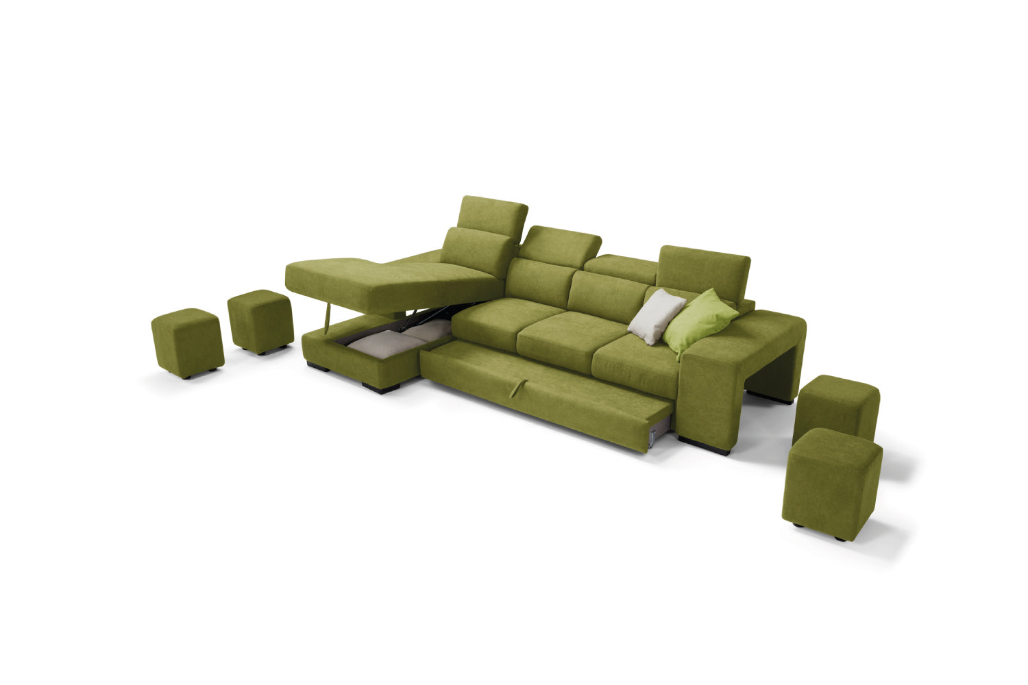 Canapé méridienne TALENTO, 3 places max - Ouverture lit KOMODO