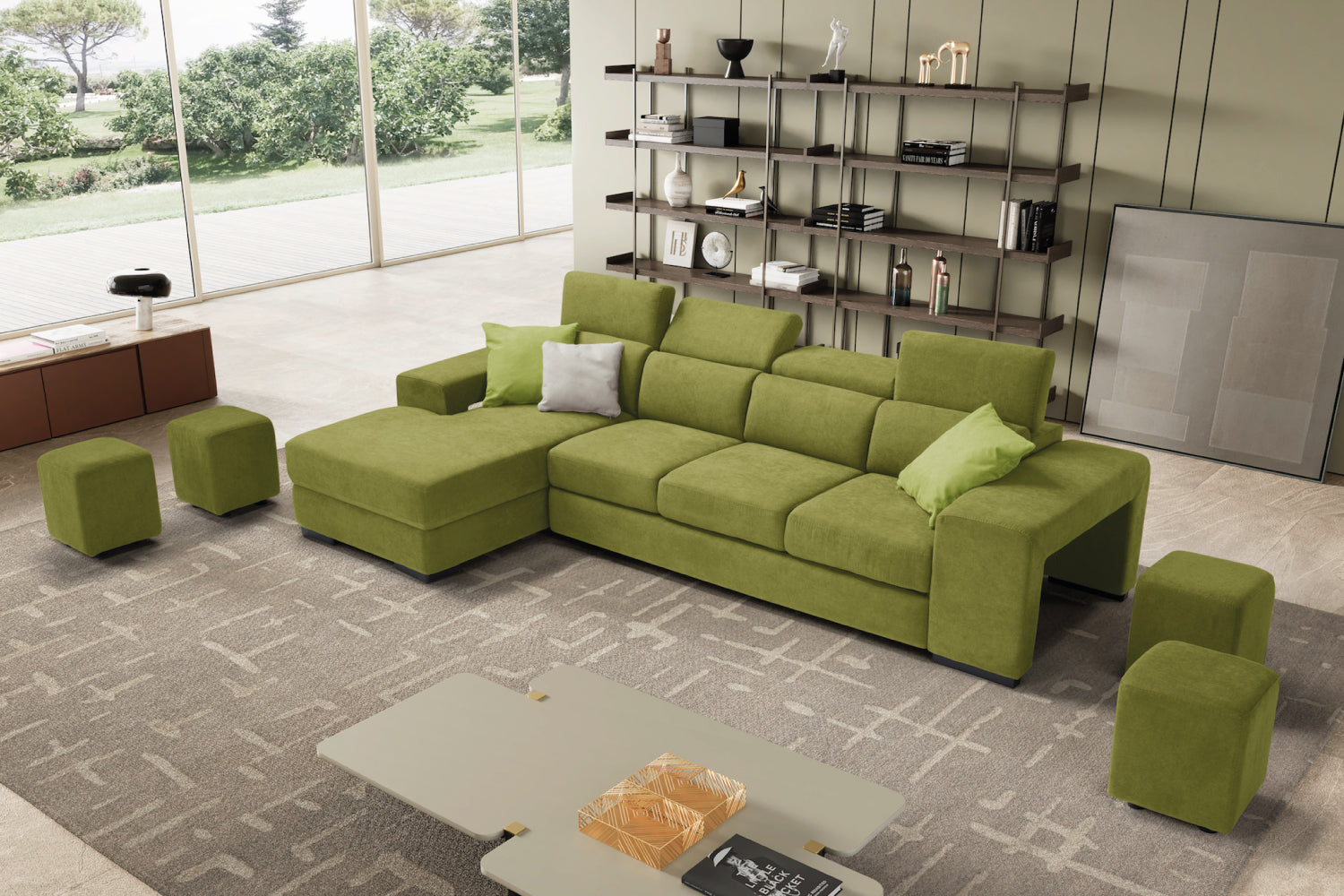 Canapé méridienne TALENTO, 3 places max - Ouverture lit KOMODO