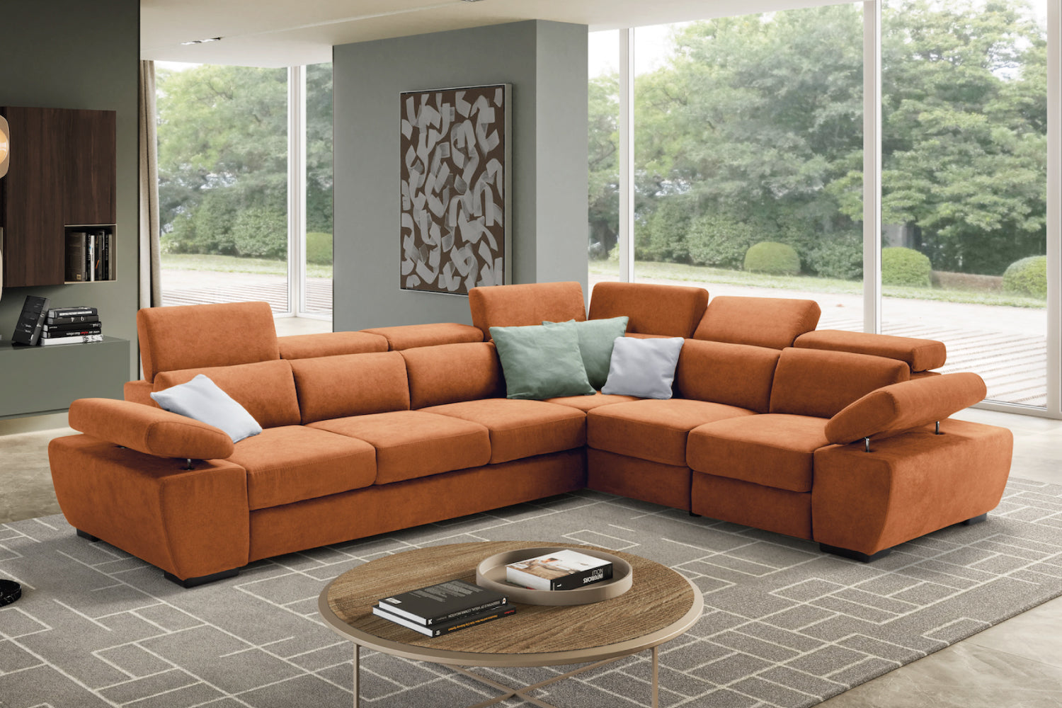 FABIOLA 3 seater sofa max, terminal corner and jolly armchair with storage drawer - KOMODO bed opening