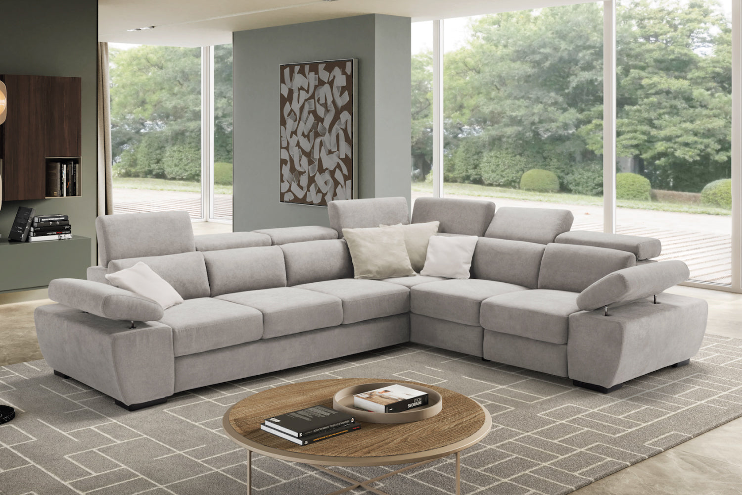 FABIOLA 3 seater sofa max, terminal corner and jolly armchair with storage drawer - KOMODO bed opening
