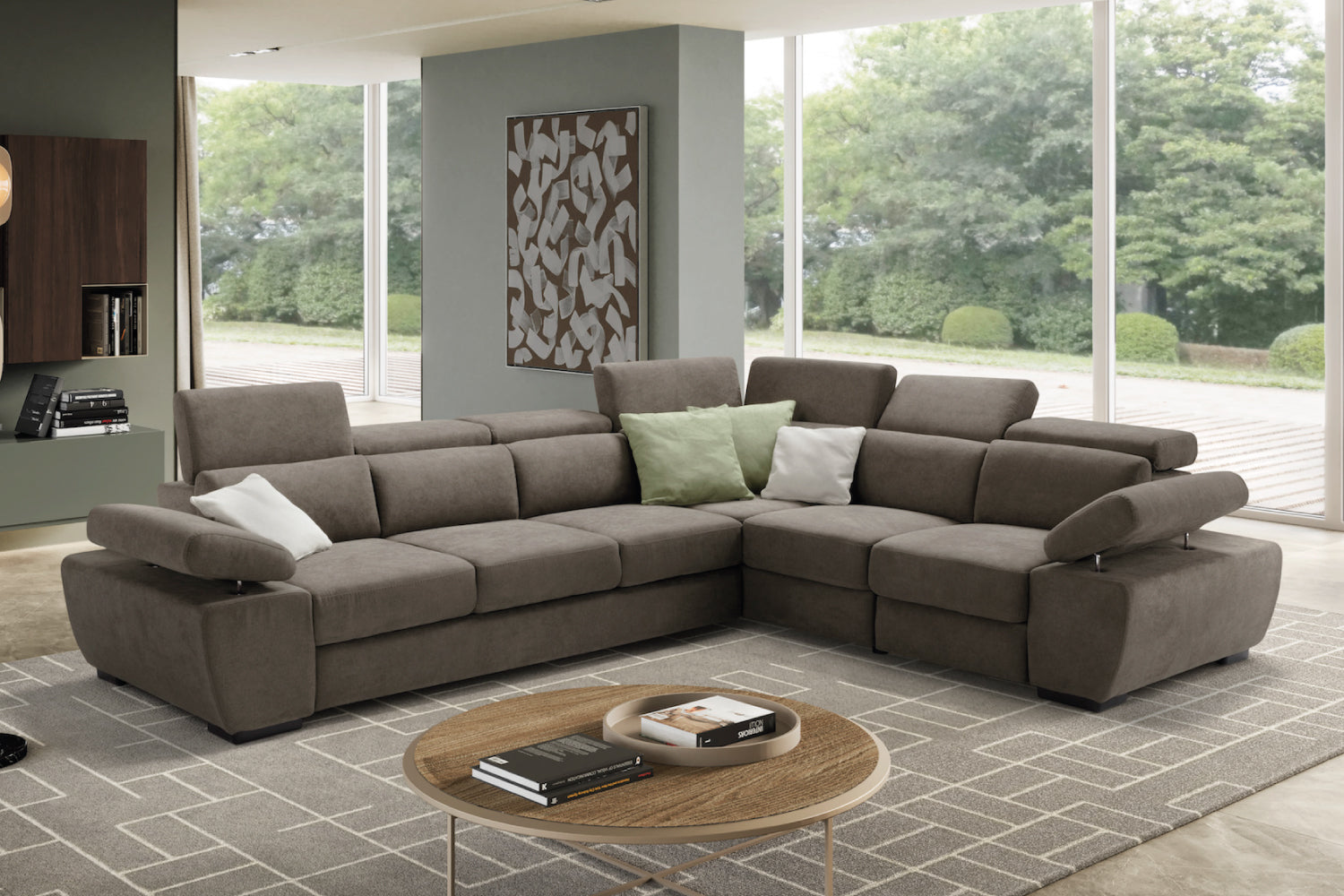 FABIOLA 3 seater sofa max, terminal corner and jolly armchair with storage drawer - KOMODO bed opening