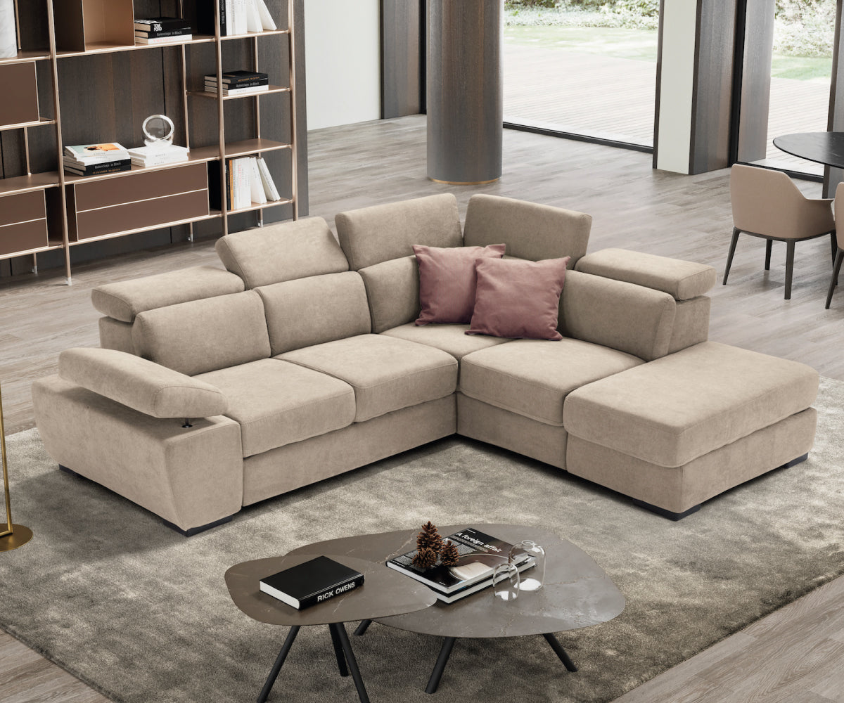 FABIOLA corner sofa - storage pouf and bed opening KOMODO