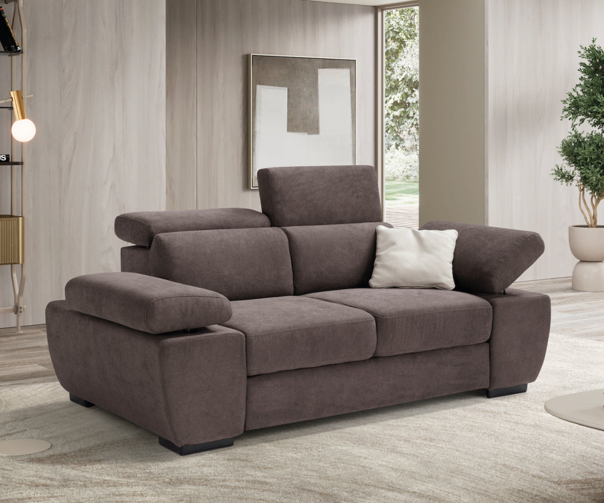 Canapé linéaire FABIOLA 2 places - Ouverture de lit KOMODO et accoudoir réglable