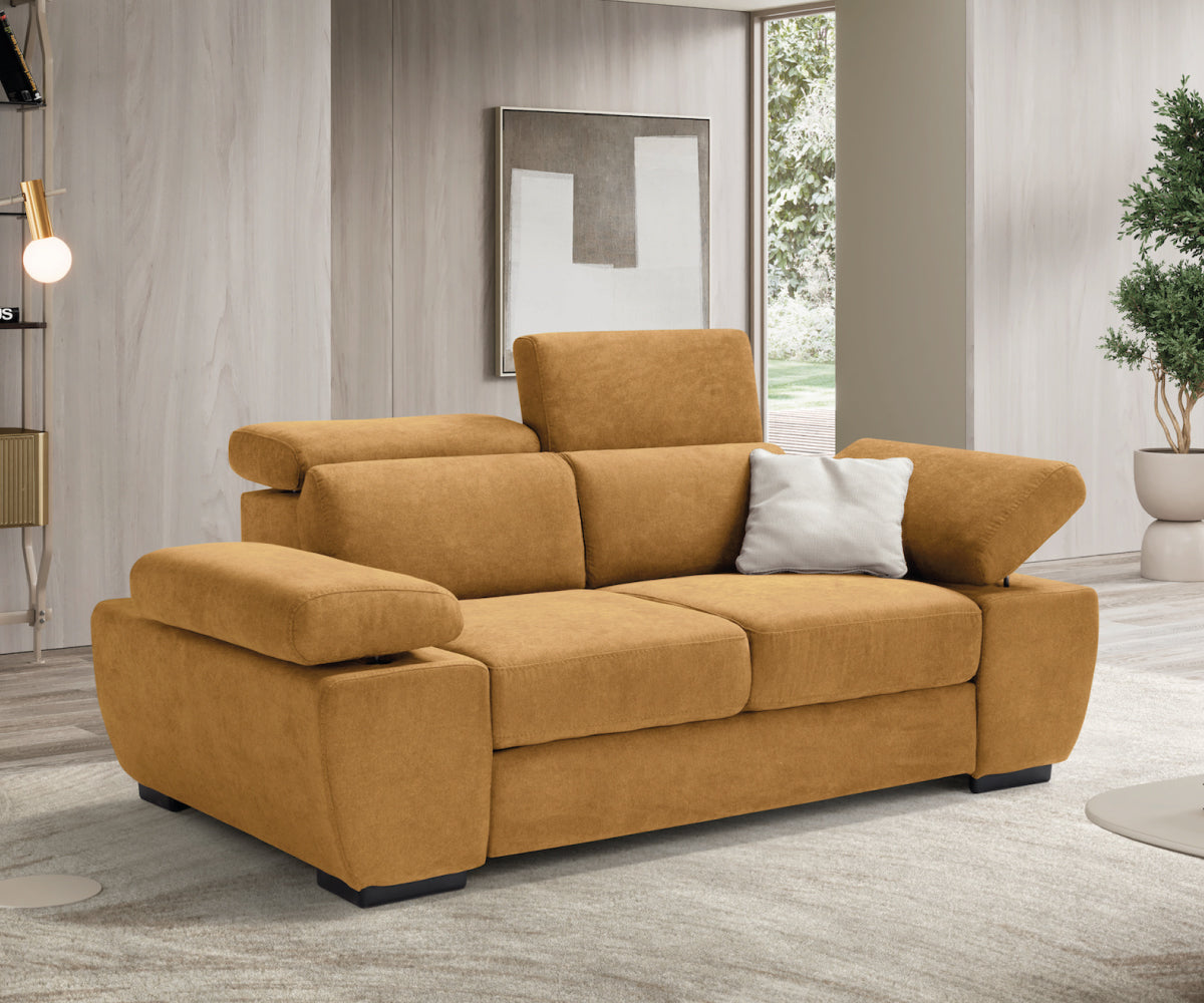 Canapé linéaire FABIOLA 2 places - Ouverture de lit KOMODO et accoudoir réglable