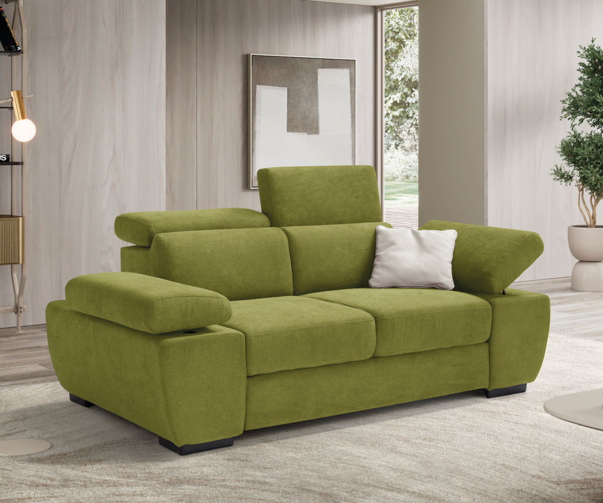 Canapé linéaire FABIOLA 2 places - Ouverture de lit KOMODO et accoudoir réglable