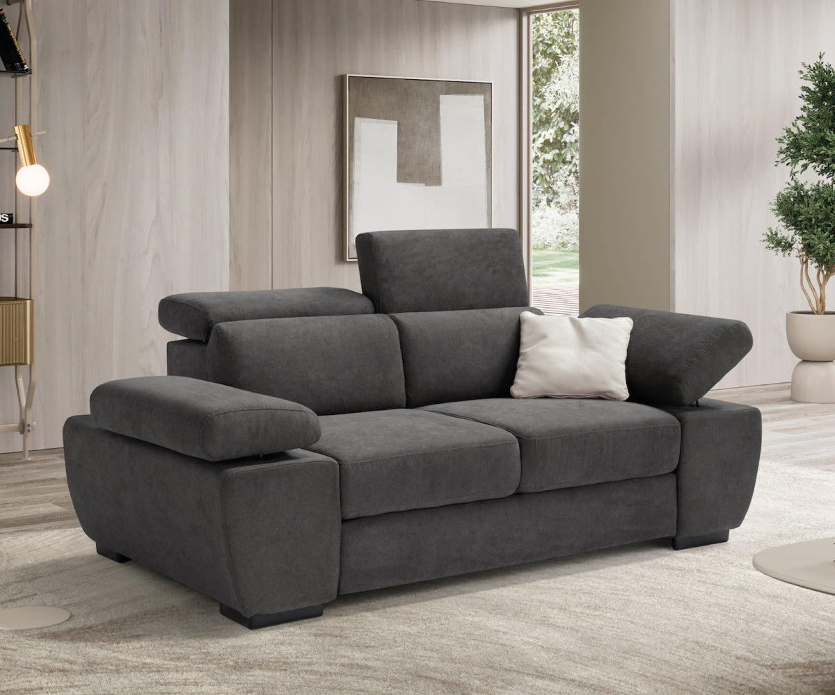 Canapé linéaire FABIOLA 2 places - Ouverture de lit KOMODO et accoudoir réglable