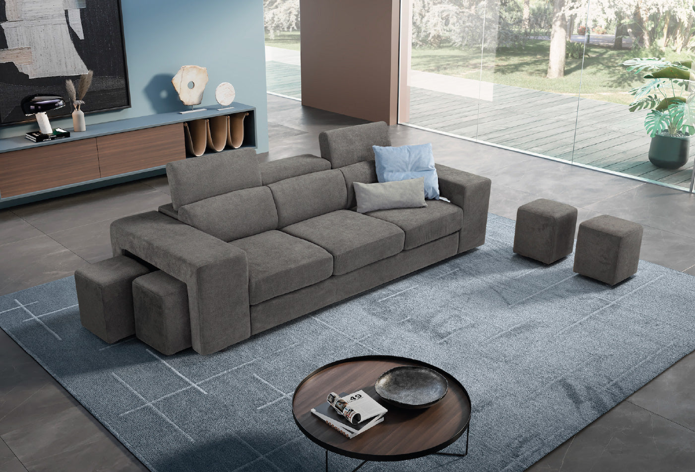 Canapé linéaire 3 places TALENTO - GRIS FONCÉ - Disponible immédiatement