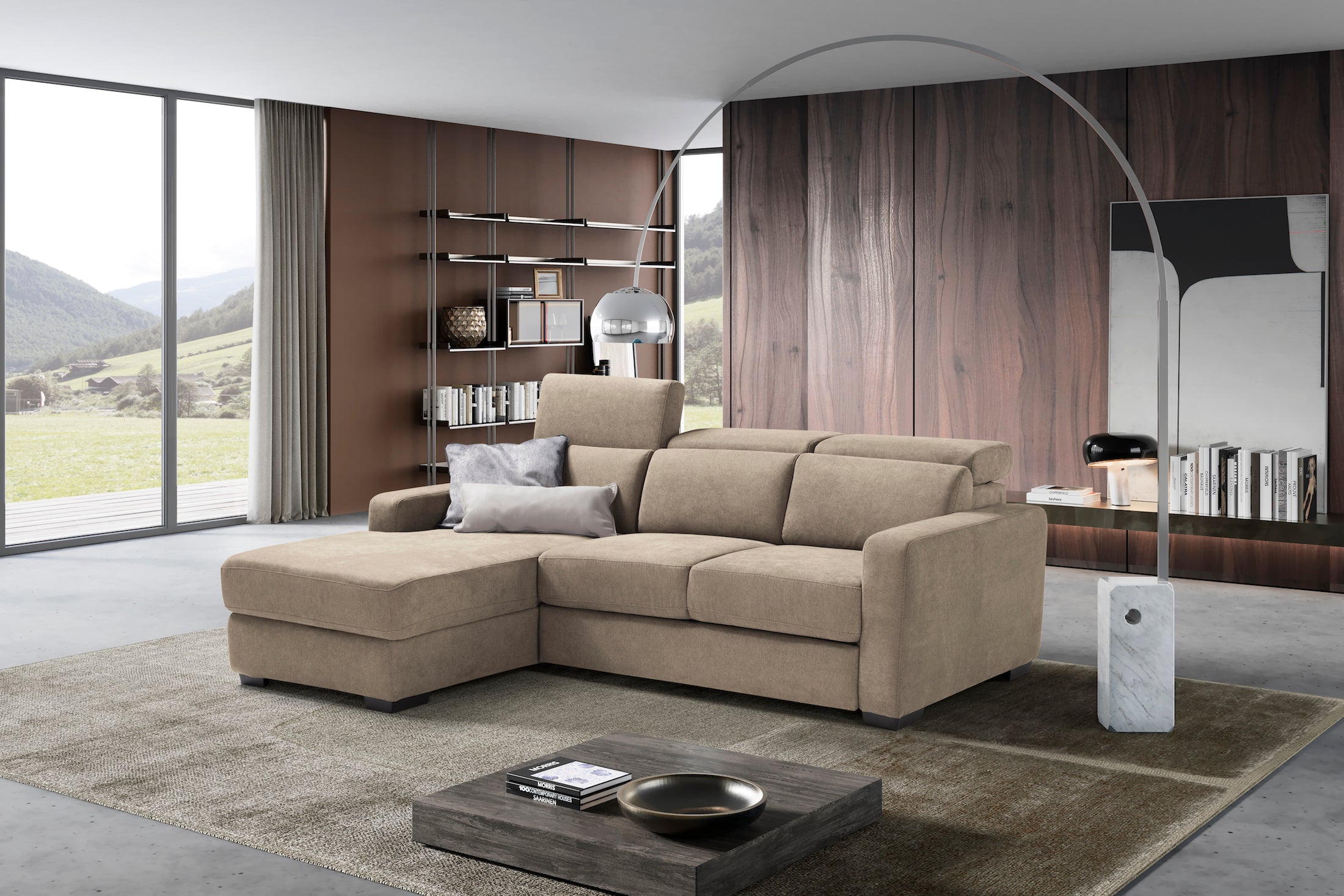 TALENTO chaise longue sofa, 3 seats max - KOMODO bed opening