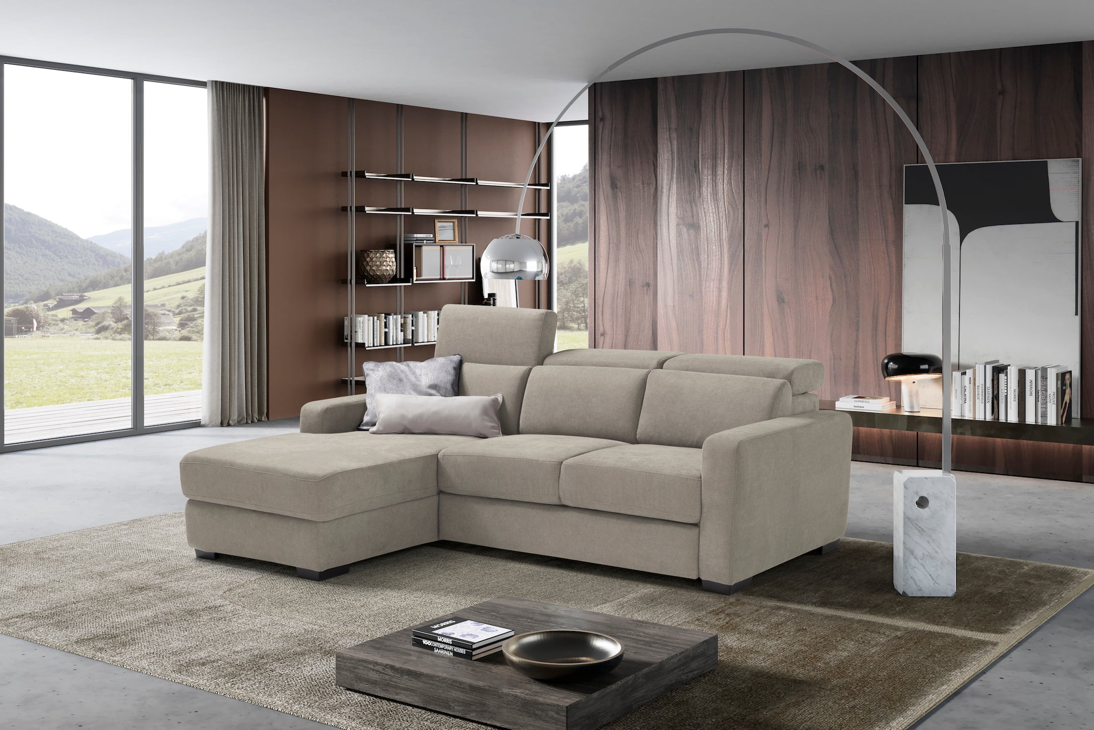 TALENTO chaise longue sofa, 3 seats max - KOMODO bed opening