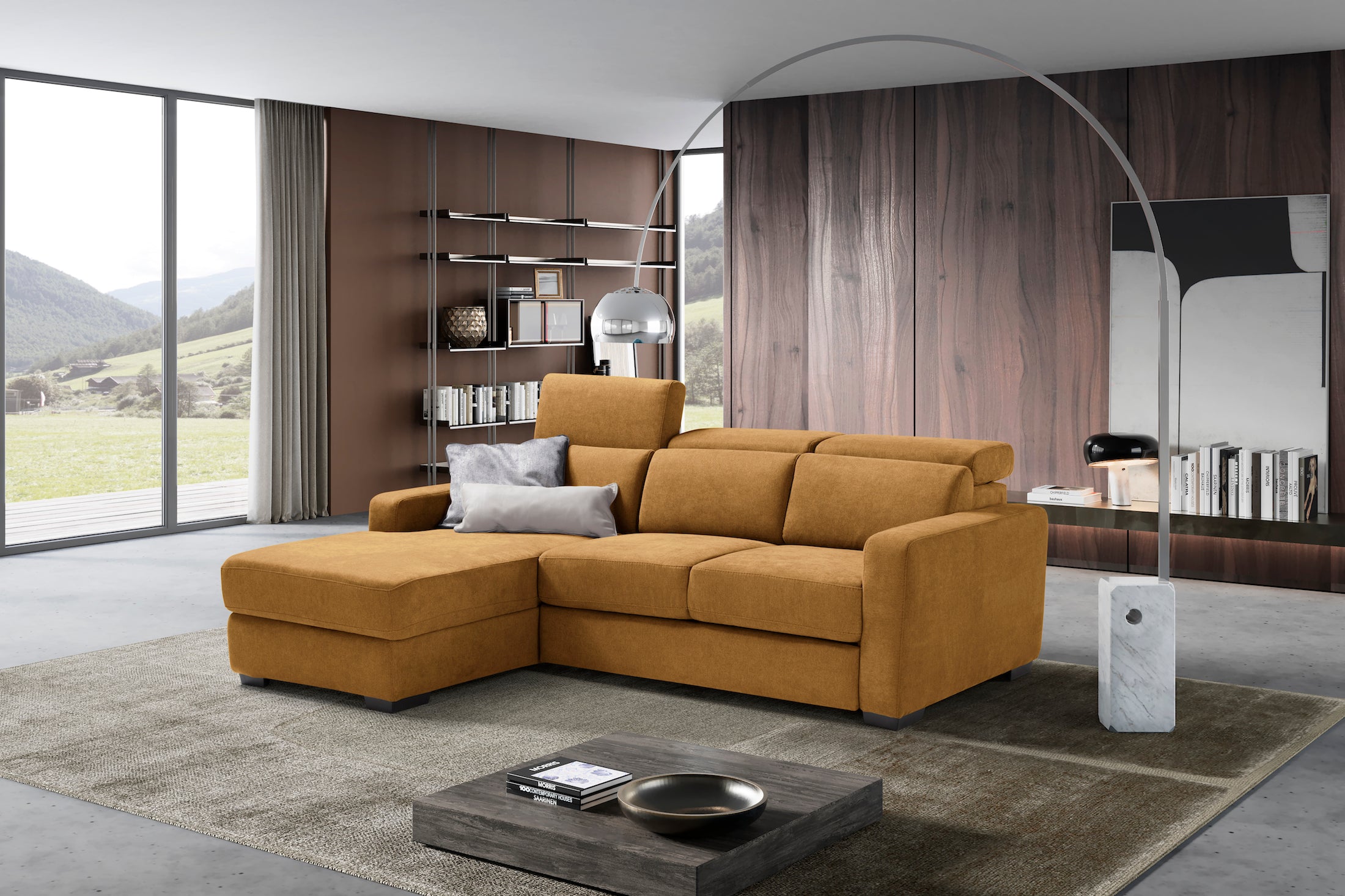 TALENTO chaise longue sofa, 3 seats max - KOMODO bed opening