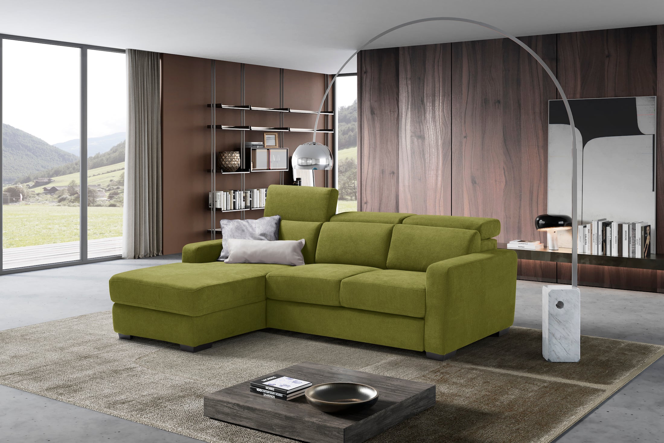 TALENTO chaise longue sofa, 3 seats max - KOMODO bed opening