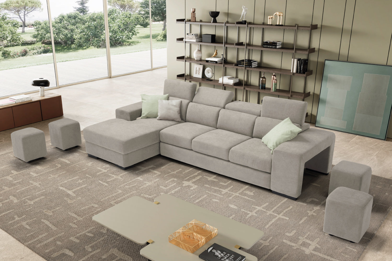 Canapé méridienne TALENTO, 3 places max - Ouverture lit KOMODO