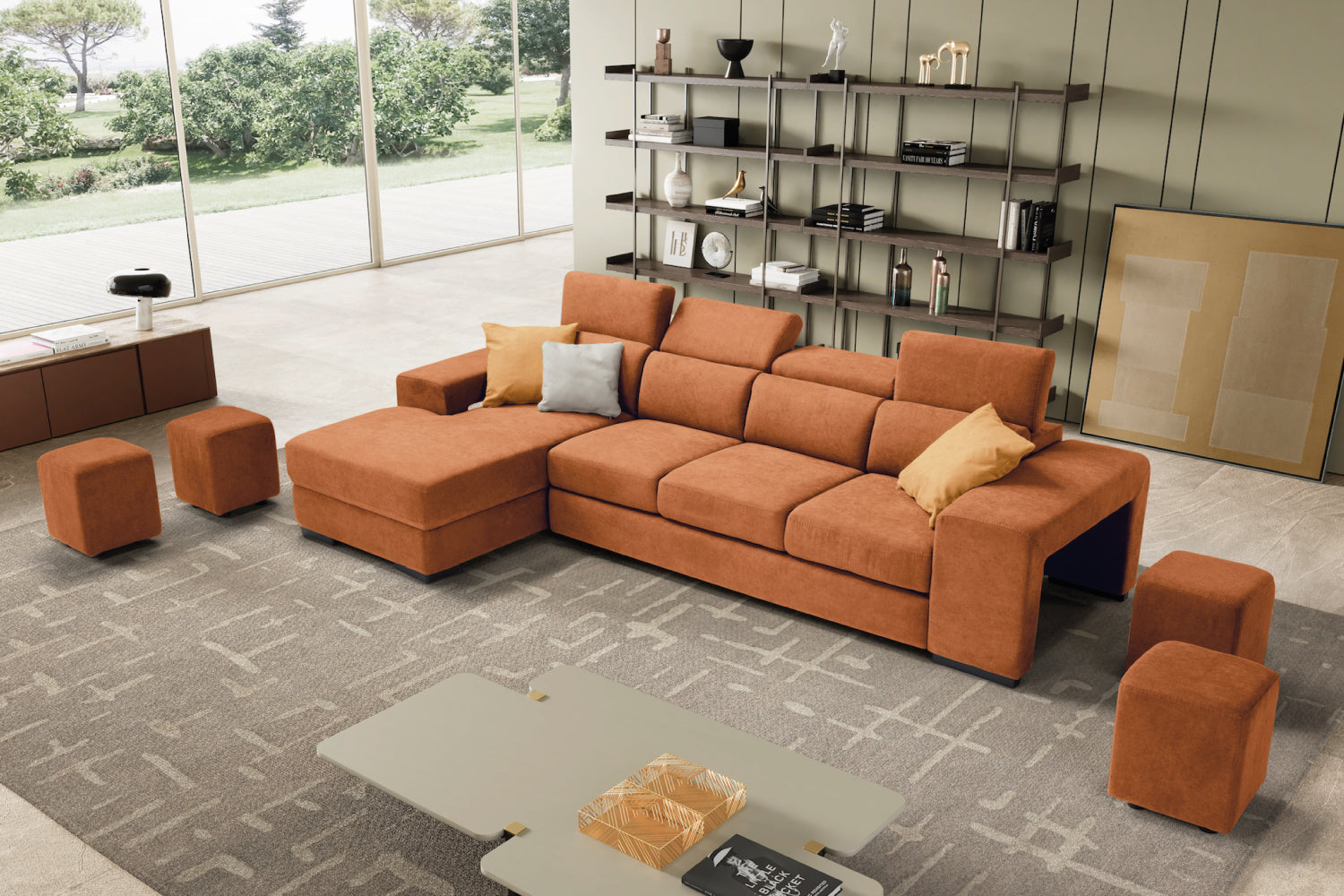 Canapé méridienne TALENTO, 3 places max - Ouverture lit KOMODO