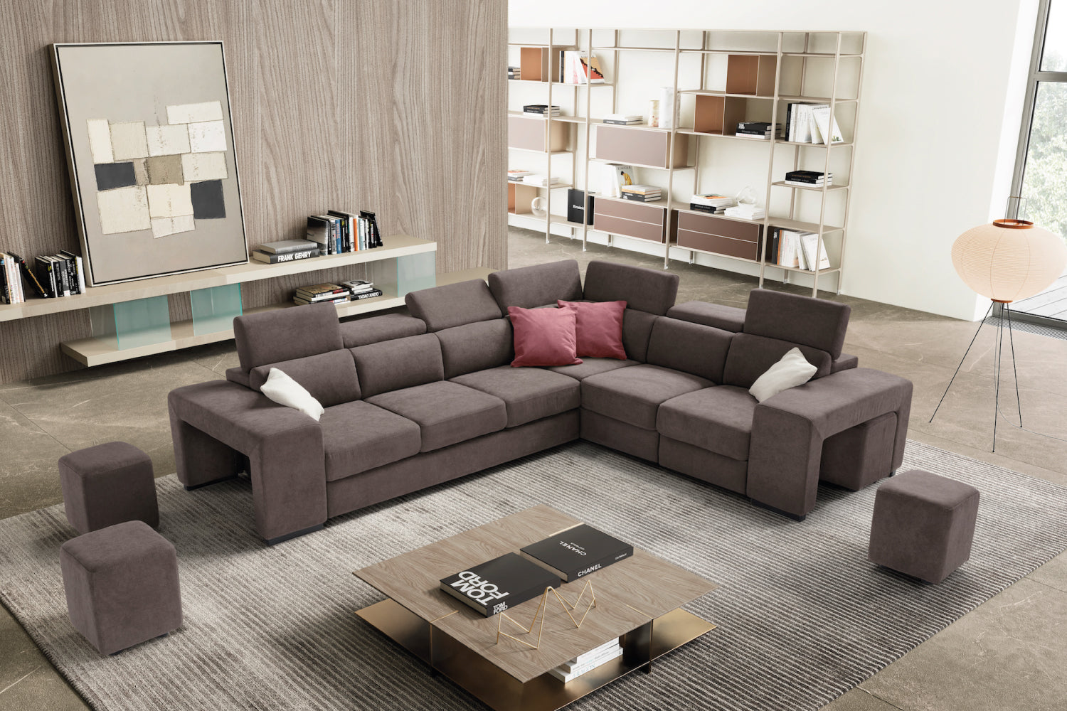 TALENTO 3 seater sofa max, terminal corner and jolly armchair with storage drawer - KOMODO bed opening