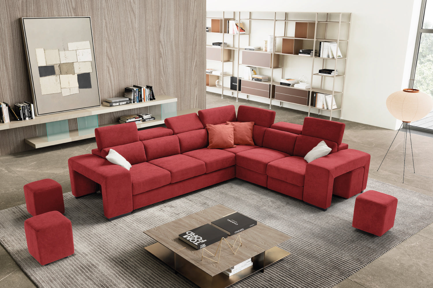 TALENTO 3 seater sofa max, terminal corner and jolly armchair with storage drawer - KOMODO bed opening