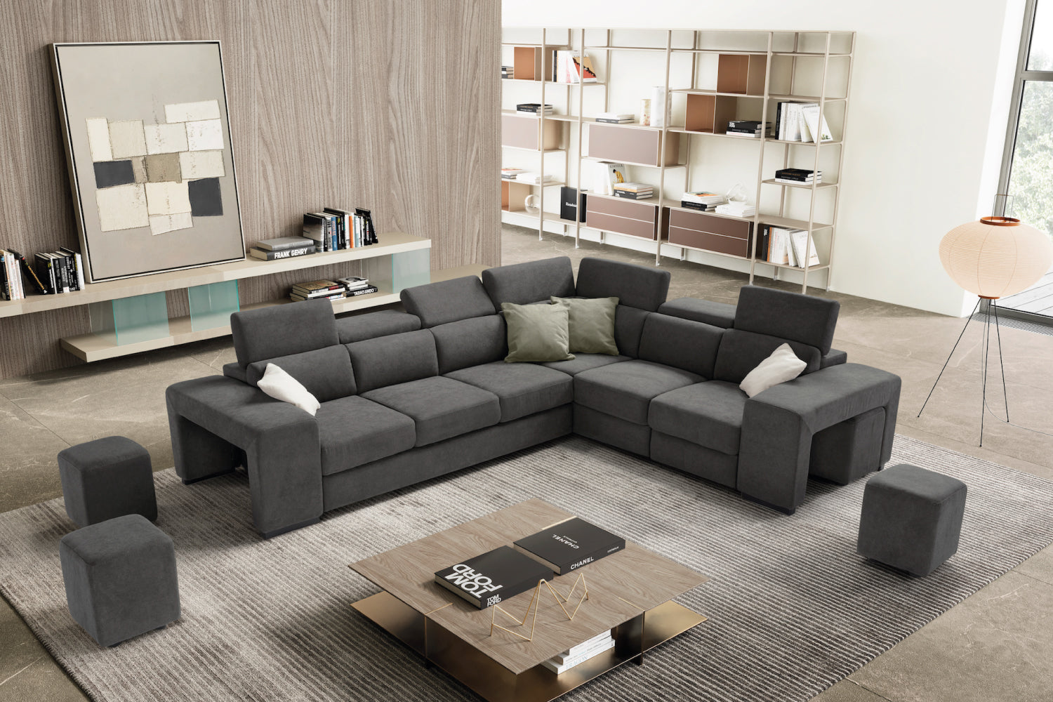 TALENTO 3 seater sofa max, terminal corner and jolly armchair with storage drawer - KOMODO bed opening