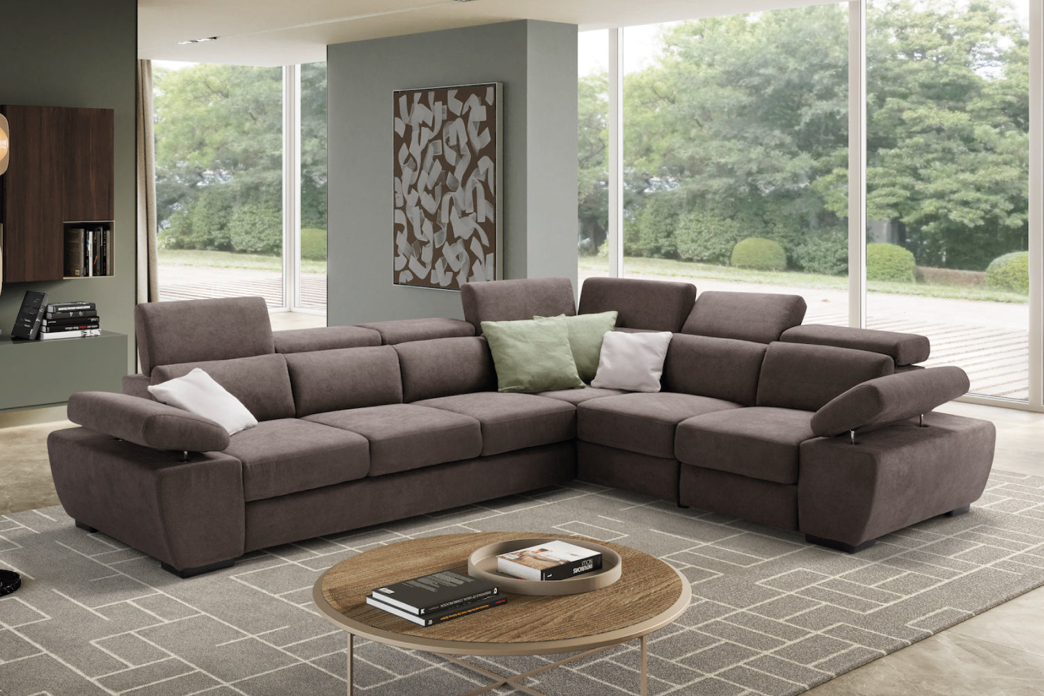 FABIOLA 3 seater sofa max, terminal corner and jolly armchair with storage drawer - KOMODO bed opening