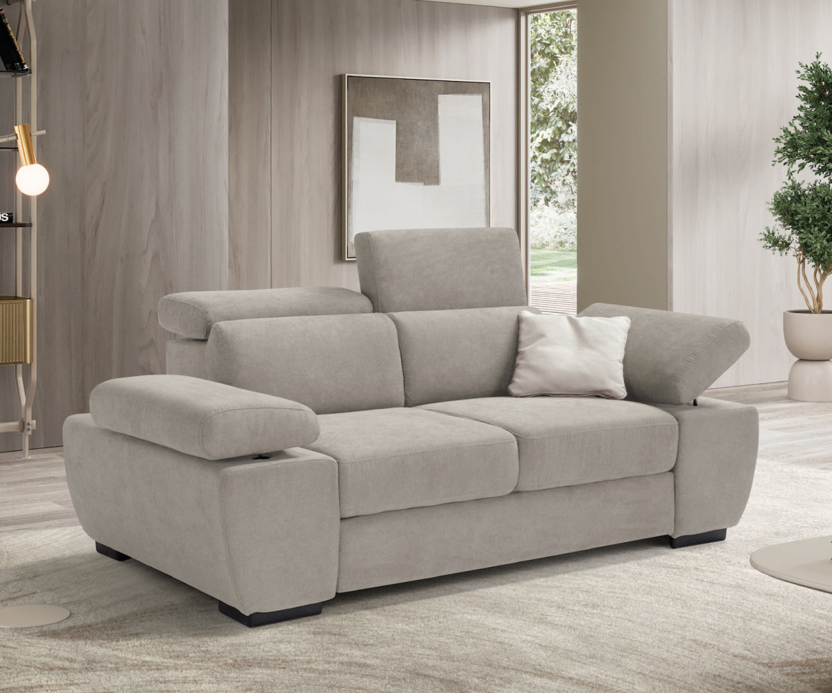 Canapé linéaire FABIOLA 2 places - Ouverture de lit KOMODO et accoudoir réglable