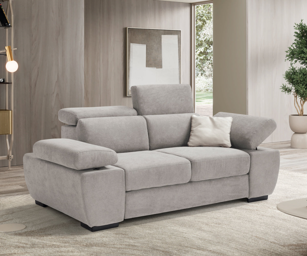 Canapé linéaire FABIOLA 2 places - Ouverture de lit KOMODO et accoudoir réglable