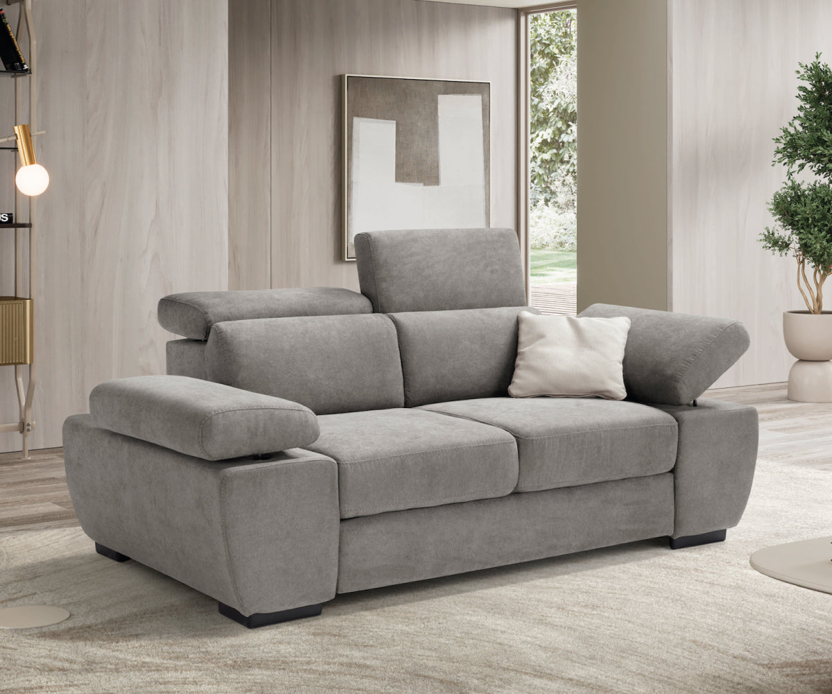 Canapé linéaire FABIOLA 2 places - Ouverture de lit KOMODO et accoudoir réglable