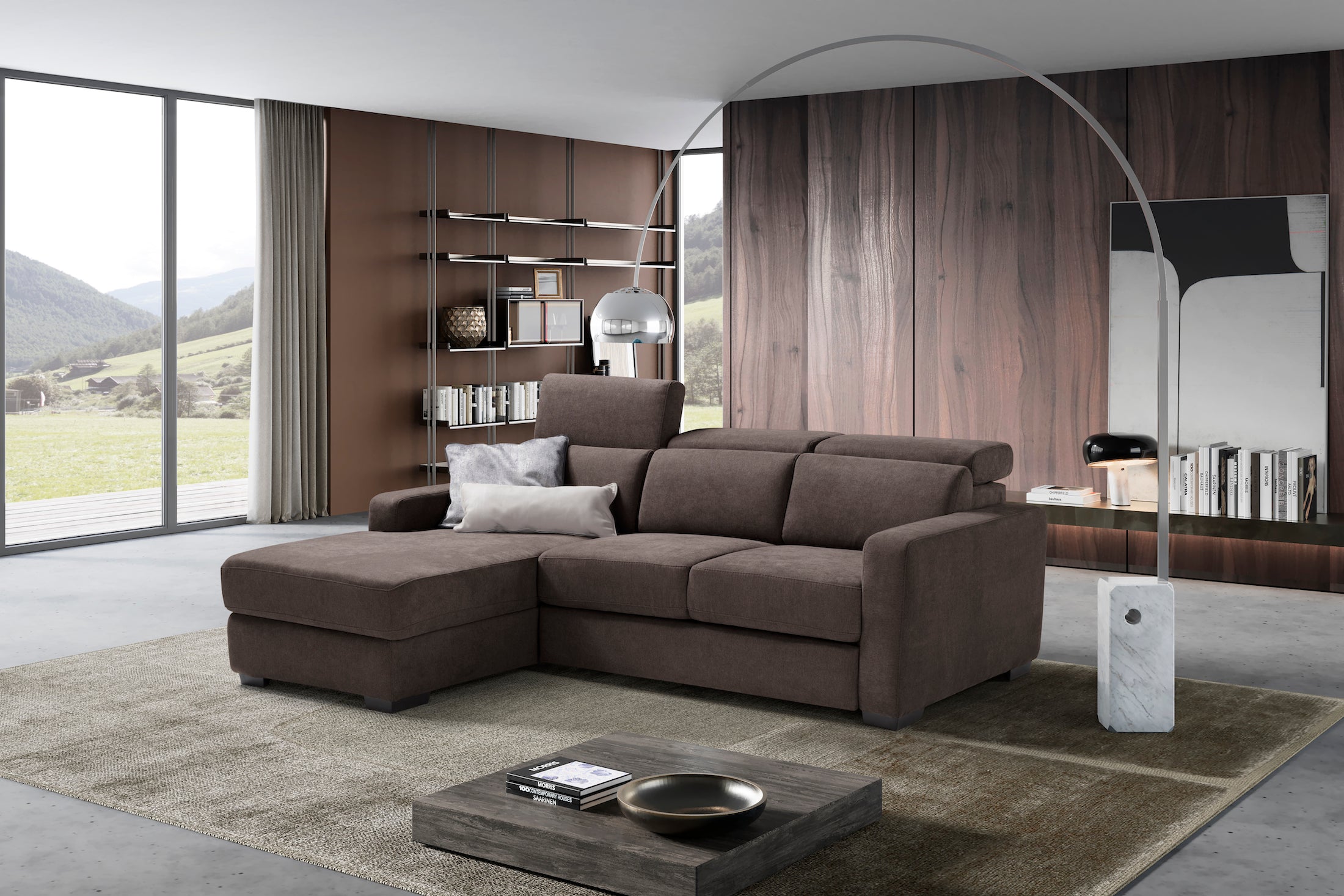 TALENTO chaise longue sofa, 3 seats max - KOMODO bed opening
