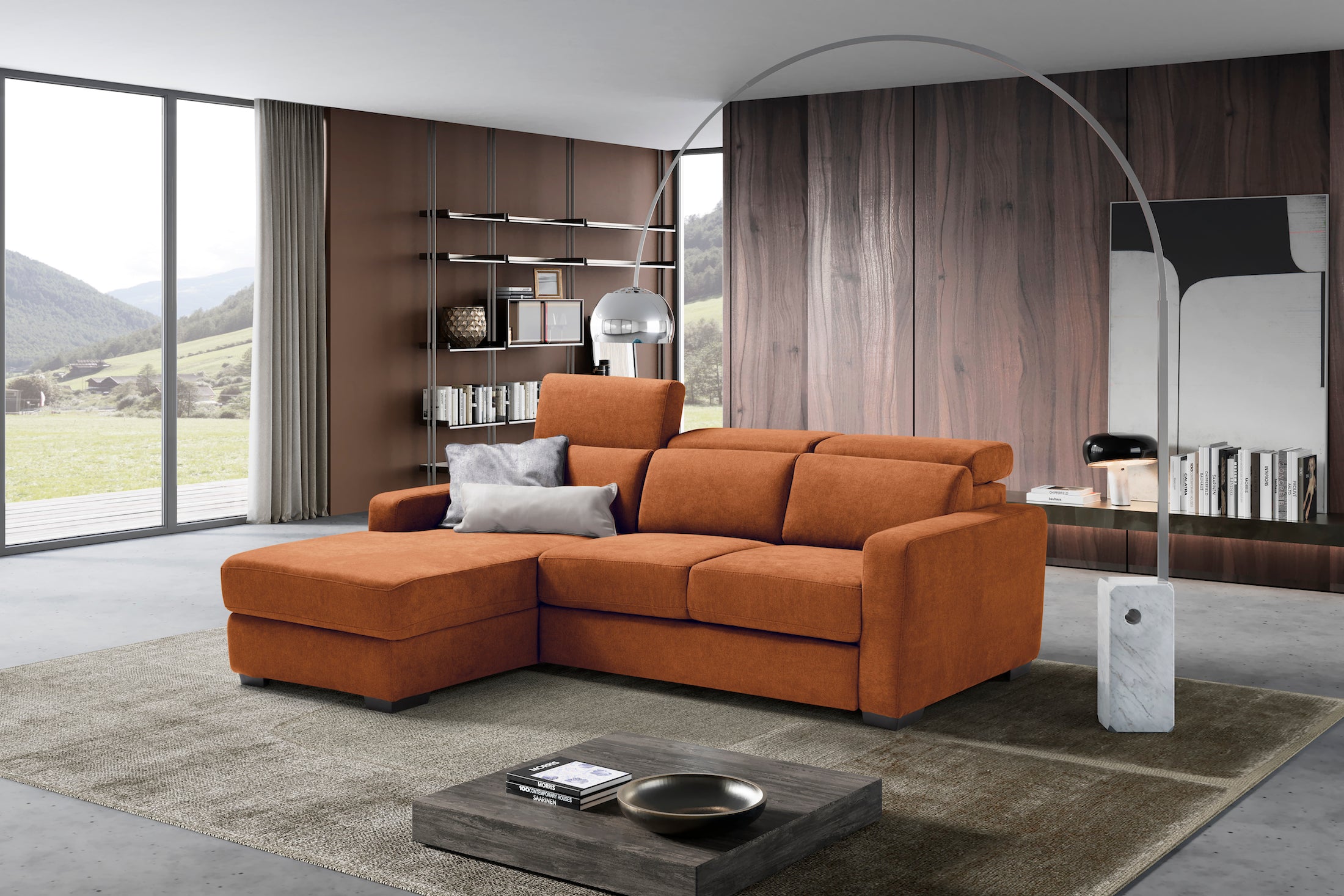 TALENTO chaise longue sofa, 3 seats max - KOMODO bed opening