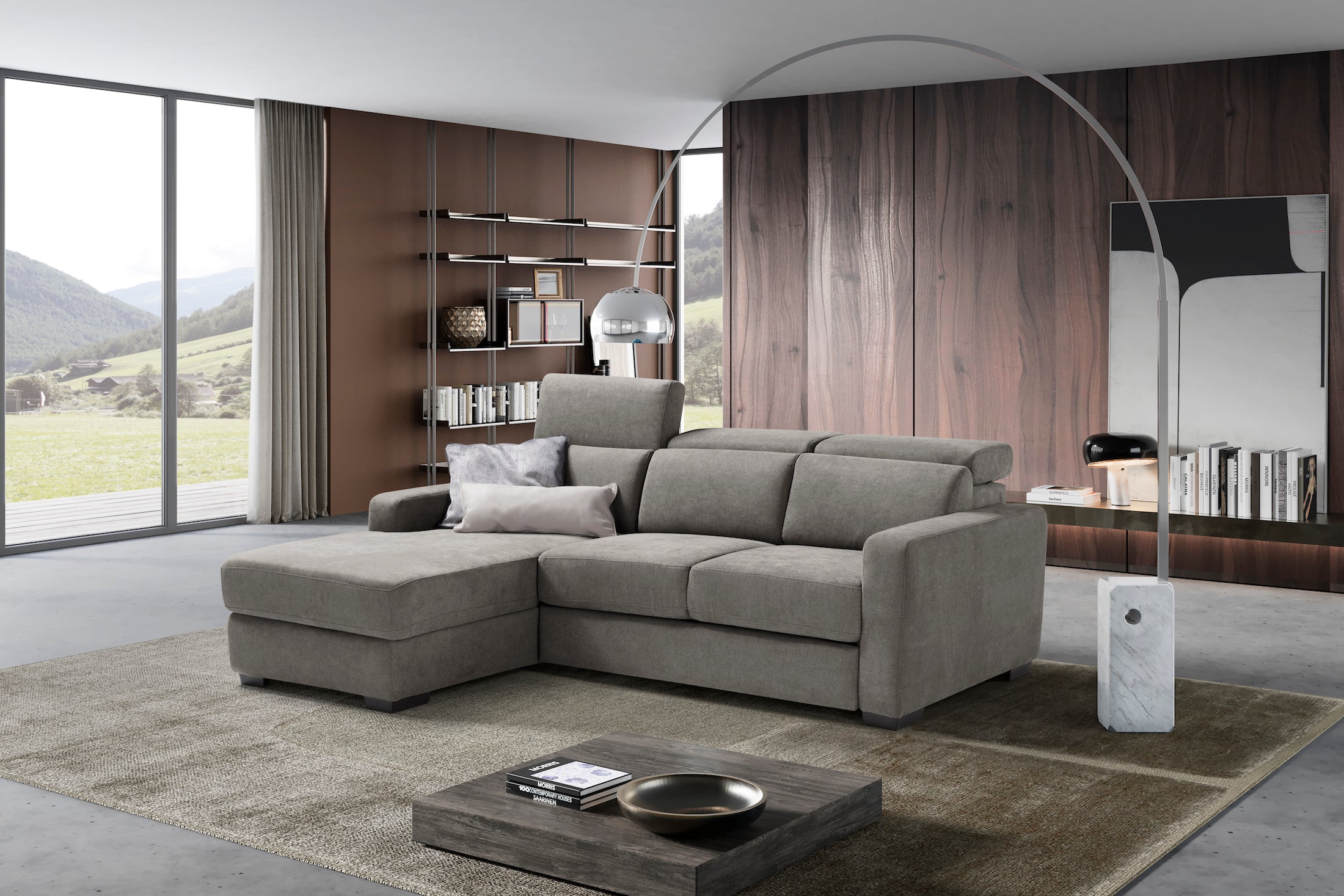 TALENTO chaise longue sofa, 3 seats max - KOMODO bed opening