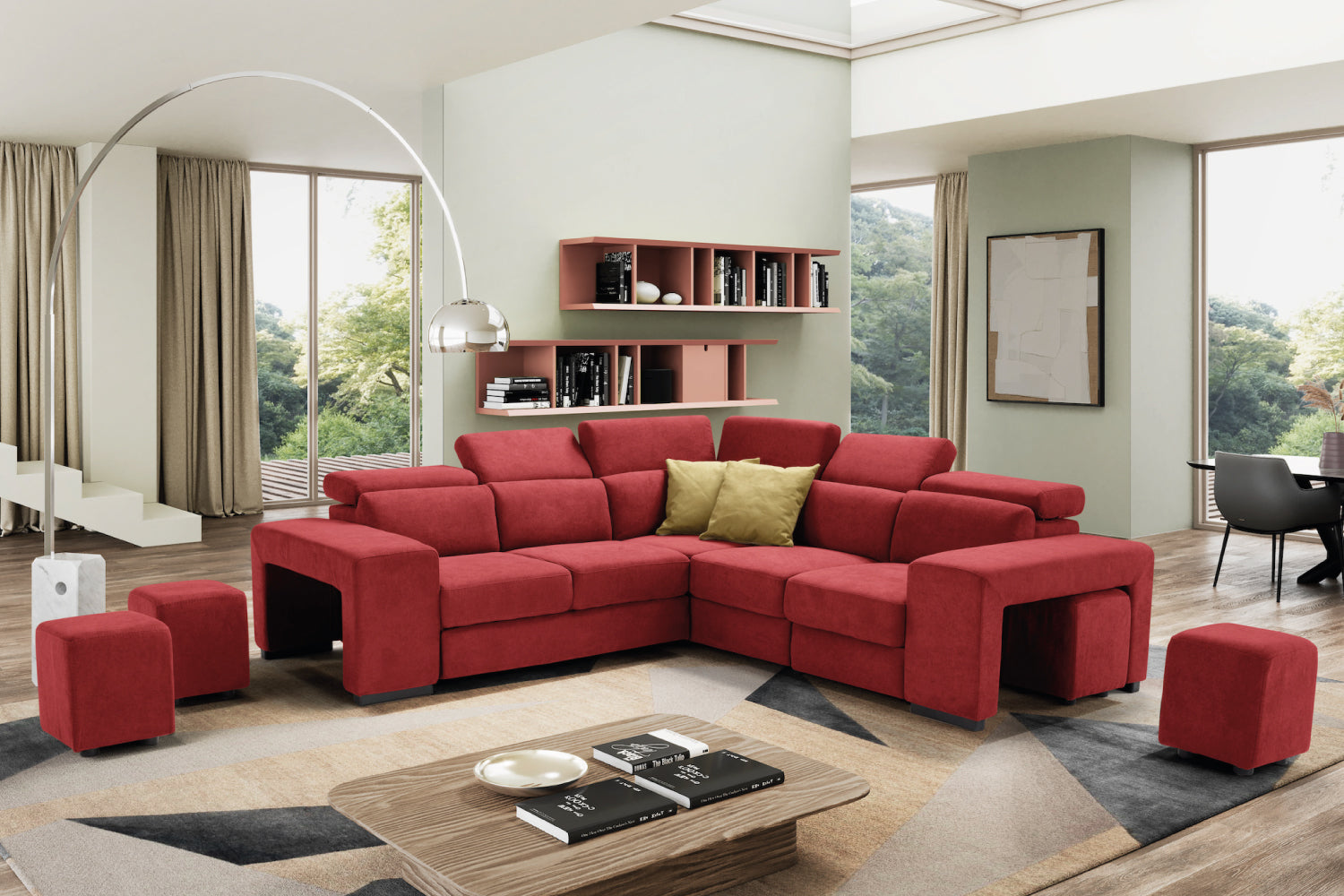 Canapé 2 places TALENTO, bout d'angle et fauteuil Jolly avec tiroir de rangement - Ouverture lit KOMODO